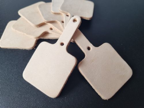 100 of Leather Key Fob Blanks - Square - Nat.Veg